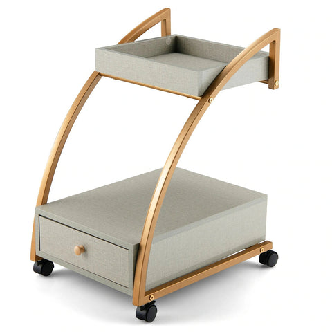 Costway Rolling End Table with Storage Drawer Tray