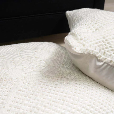 Flower White Floor Cushion Cover -1 Pc Crochet cushion