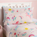 Unicon with White Base Kids Bed Sheet