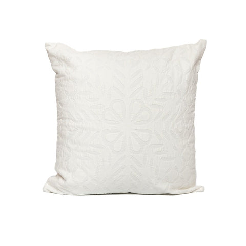 White Ralanna (Appliqué) - 1 PC Cushion Cover