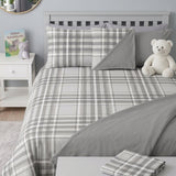 Grey Tartan Check Printed Bed Sheet