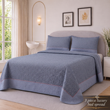 Elegant Dusty Blue Dotted Printed Bedspread