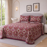 Elegant Maroon Floral Printed Bedspread