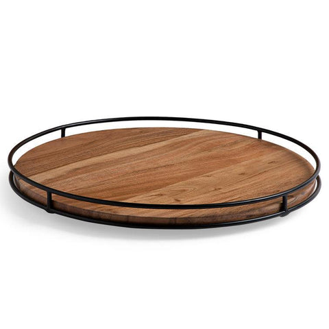 Kitchen Organizer Turntable with Metal Sides Serving Tray - The Linen House