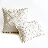 Pintuck Cushion Cover with pom pom lace