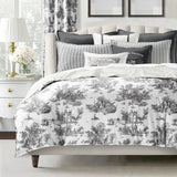 White with Black Printed Duvet Cover Set
