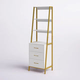 Tall Office Storage Bookshelf – Wood Shelves with Sturdy Metal Frame