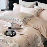 Flowers Butterfly Dragonfly Embroidery Duvet Set