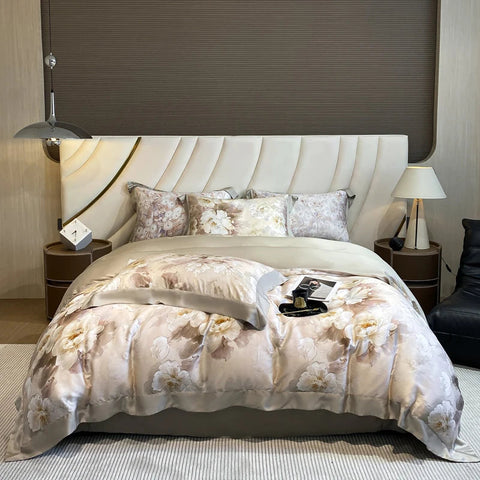 White Rose Vintage Printed Bedding Duvet Set