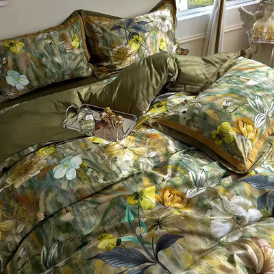 Green Cedar Printed Bedding Duvet Set – Luxury Comfort & Style