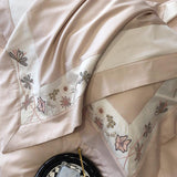 Flowers Butterfly Dragonfly Embroidery Duvet Set