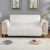 Quilted Sofa Cover ( White ) - The Linen House