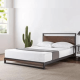 Complete Bedroom Set: Metal Bed Frame with 2 Side Tables – Stylish & Practical