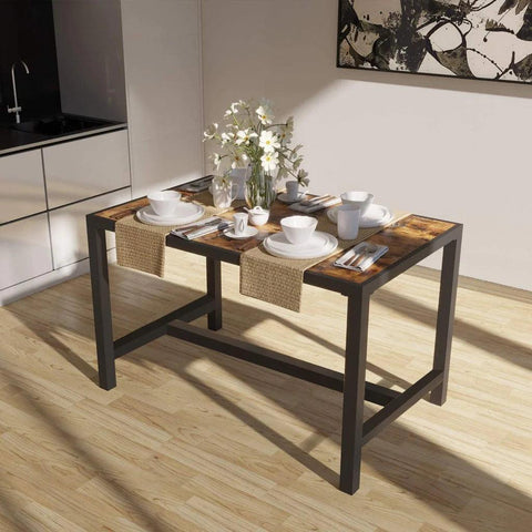 Dining Table, Rectangular Table with Metal Edges, Kitchen Table for Home Office - The Linen House