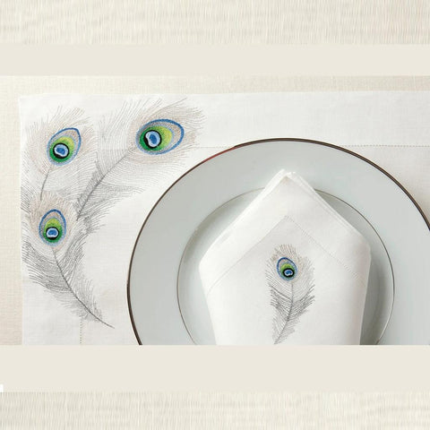 Peacock Feather Style Table Mats - The Linen House