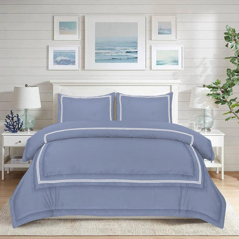 Baratta Comforter Set (Sky Blue with White Bratta Stitch) - The Linen House