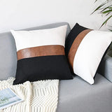 Faux Leather and Linen Cushion - The Linen House