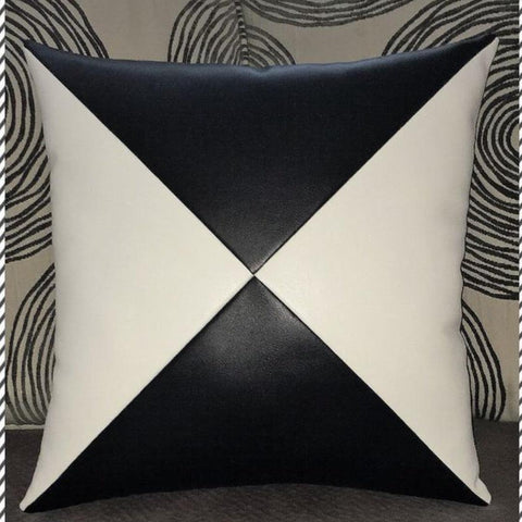 Black white 4 triangles case cushion - The Linen House