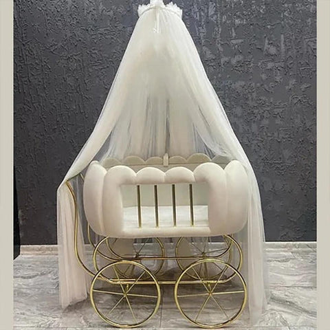 BABY CHESTER VELVET TUFTED BASSINET - The Linen House