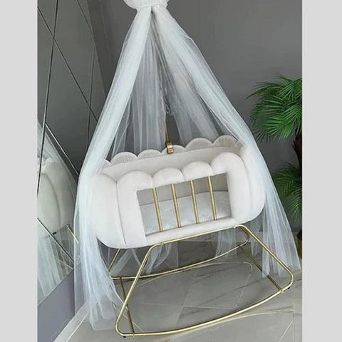 BABY CRADLE CHESTER VELVET TUFTED BASSINET - The Linen House
