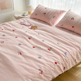 Cherry Embroidery Duvet Cover Set