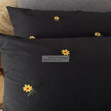 Daisy Flower Embroidery Duvet Cover Set