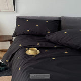 Daisy Flower Embroidery Duvet Cover Set