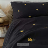 Daisy Flower Embroidery Duvet Cover Set