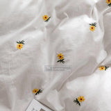 Daisy Flower Embroidery Duvet Cover Set