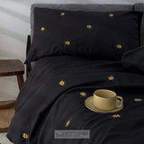 Daisy Flower Embroidery Duvet Cover Set