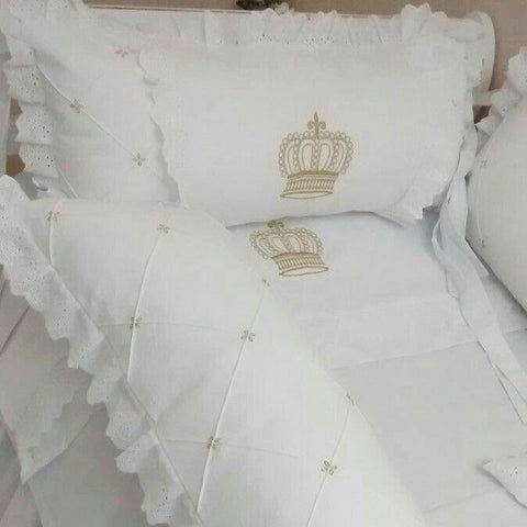 White Crown Baby Cot Set - The Linen House