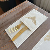 Evelyn Flower Design Embroidery Table Mats & Napkin - The Linen House