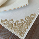 Evelyn Flower Design Embroidery Table Mats & Napkin - The Linen House