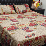 Car Design Printed Bedsheet (3 pcs)