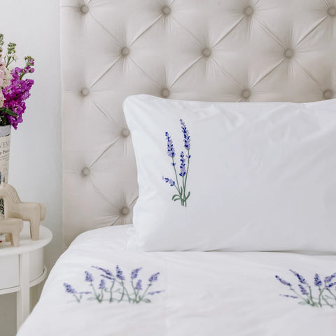Lavender Bliss Embroidered Bedsheet