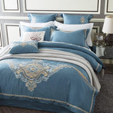 Elegant Navy Stitch Embroidery Duvet Set