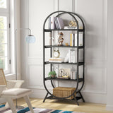 Freestanding Bookcase with Metal Frame In Black