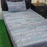 Elegant Script Grey Bedsheet For Kids