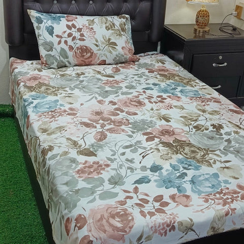Soft Rose & Leaf Pattern Bedsheet
