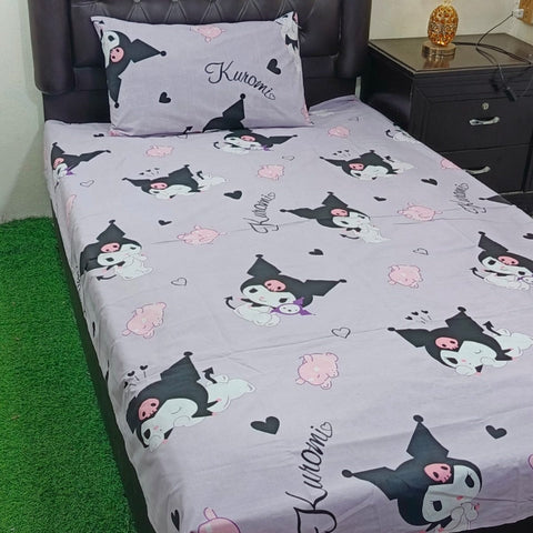 Kuromi Character Kids Bedsheet – Soft Cotton Fabric