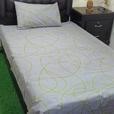 Lime green, abstract  swirling lines Kids Bed Sheet