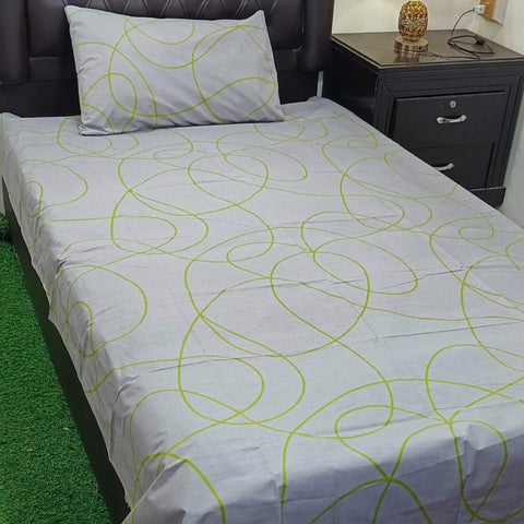 Lime green, abstract  swirling lines Kids Bed Sheet