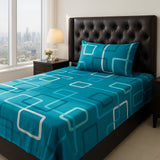 Blue Geometric pattern Bed Sheet