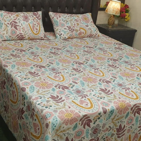 Stellar Home Marigold Printed Bedsheet 3 pcs