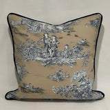 Designer Tan & Blue Cushion Cover