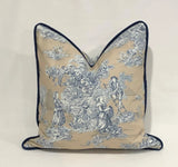 Luxury Print Cushion Cover with Black Piping