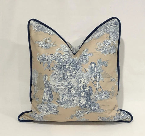 Luxury Print Cushion Cover with Black Piping