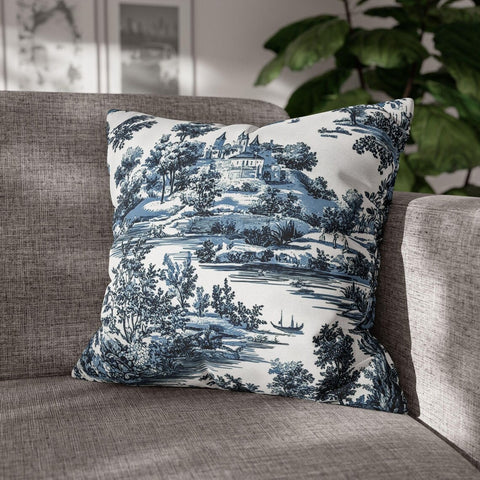 Charming Blue Toile Cushion Cover