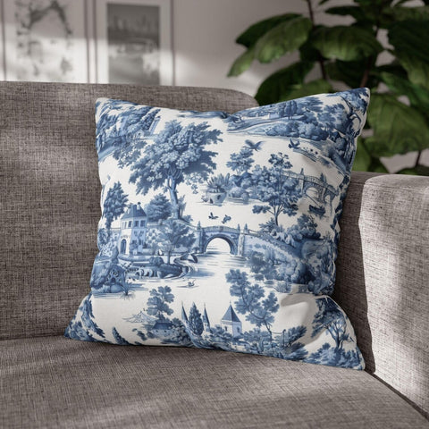 Blue & White Toile Decorative Cushion 
