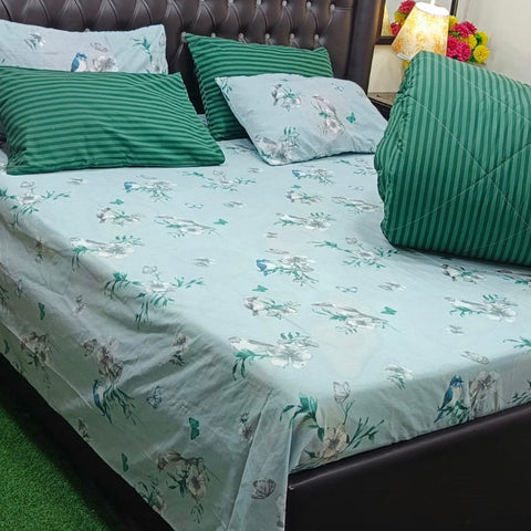 Floral Pattern With Birds and Butterflies  Comforter Set